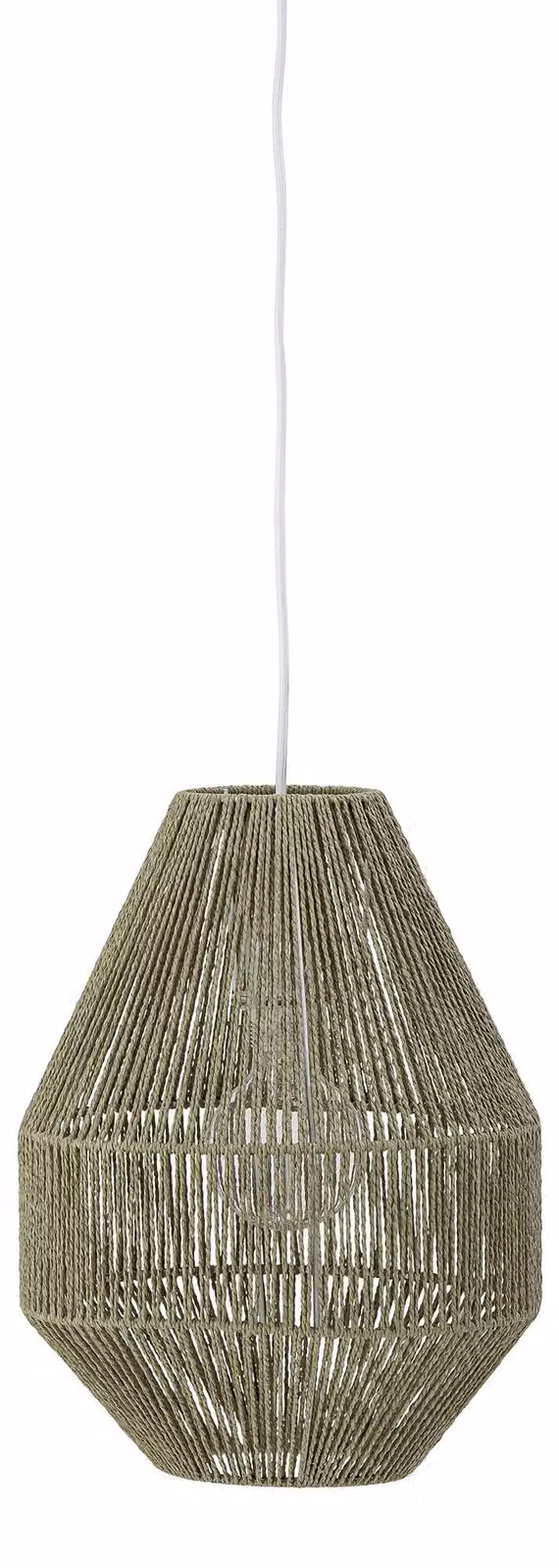 Lampada a sospensione Sacco, diametro 30 cm, altezza 40 cm, realizzata in ferro e carta, colore verde