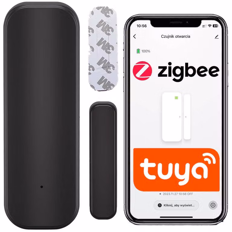 Sensore di contatto per porte ZigBee, sensore per porte, colore nero, alimentazione 2 batterie AAA