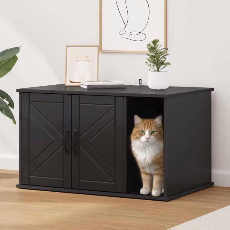 Casa per gatti vidaXL in legno ingegnerizzato nero L 85 cm x P 55 cm x H 50,5 cm