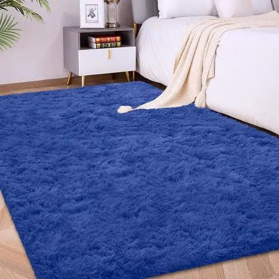Tappeto Fluffy 240x300 cm blu marino | Tappeto morbido, antiscivolo con pelo lungo per soggiorno/camera da letto | Tappeto accogliente per bambini e animali domestici