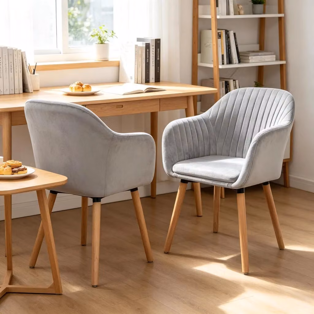 Set di 2 sedie da pranzo REDOM in velluto grigio con stile scandinavo, Altezza: 81 cm – 2