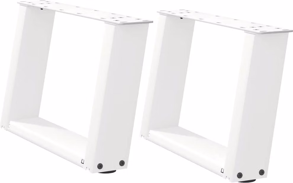 Gambe per Tavolino da Caffè a Forma di U 2 pz Bianche 50x(30-31) cm Acciaio