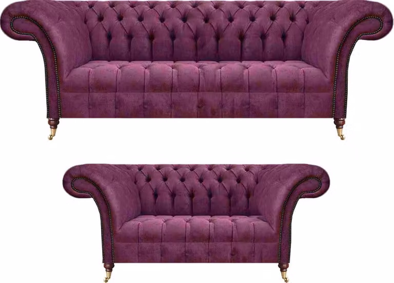 Sofas Komplett 2x Couchen Wohnzimmer Polstermöbel Sofagarnitur Chesterfield