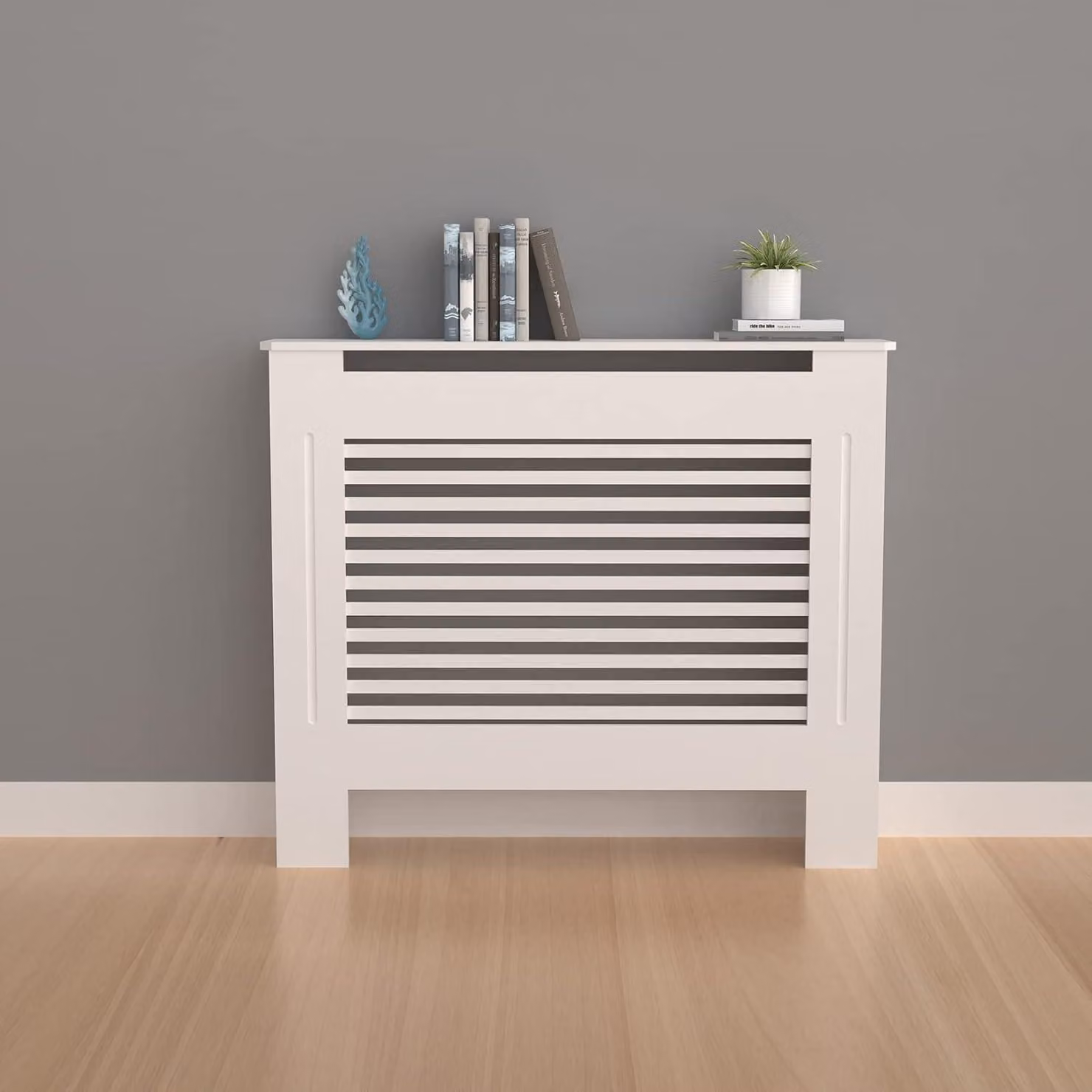 Copertura per radiatore in legno, altezza 92 cm, realizzata in MDF rinforzato, adatta per radiatori di piccole dimensioni, ideale per cucina e camera da letto