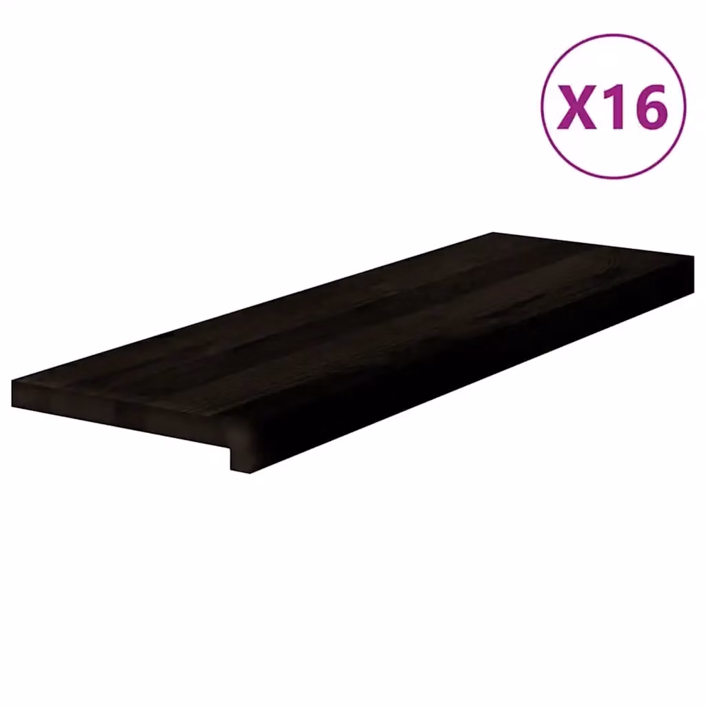 Set di 16 gradini in legno massello di rovere color marrone scuro vidaXL L: 80 cm, P: 25 cm, H: 2 cm – 2