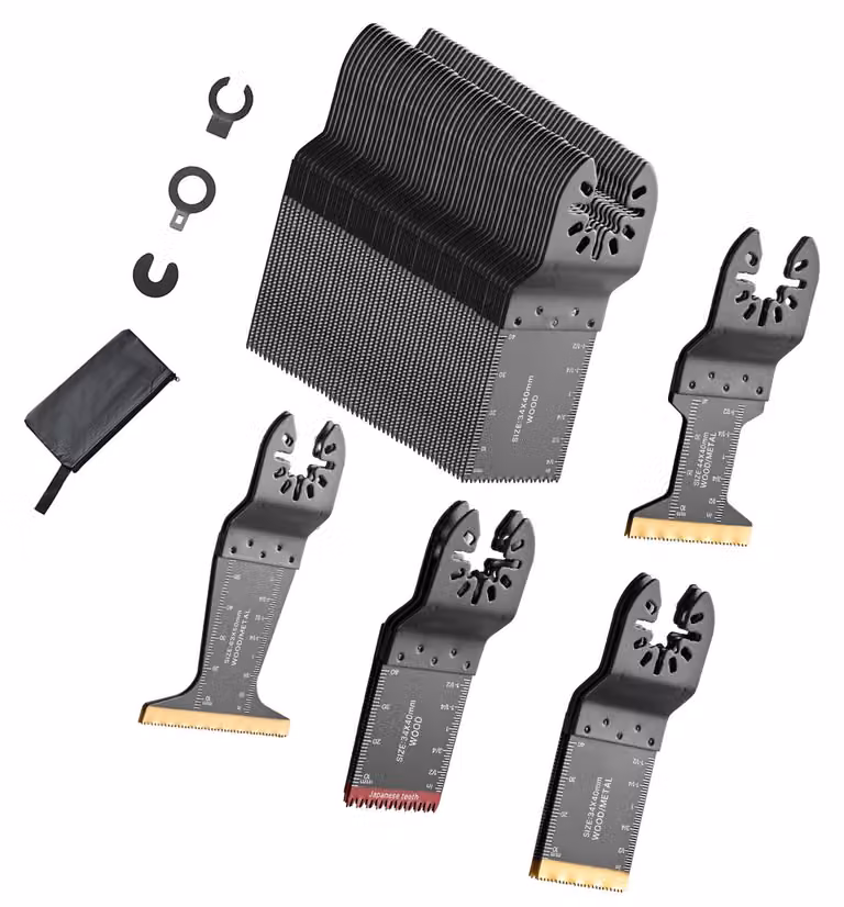 Set di 60 lame multifunzione SucceBuy, accessori per utensili oscillanti con 5 tipi di lame, adatti per legno, plastica e metallo, compatibili con Makita, Bosch, Dewalt, Craftsman e Fein