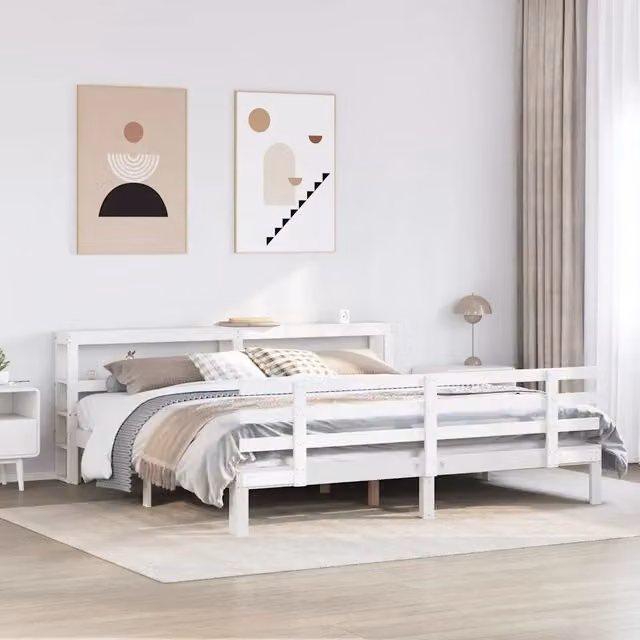 Giroletto con Testiera senza Materasso Bianco 200x200 cm 3306121