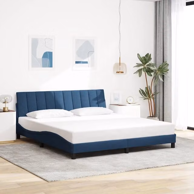 Giroletto senza materasso Hanko vidaXL in tessuto blu L 180 x P 200 cm