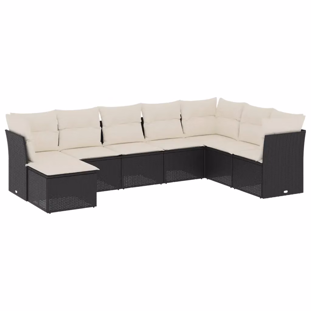 vidaXL Set Divano da Giardino a L con Cuscini 8 pz Nero in Polyrattan e Acciaio – 2