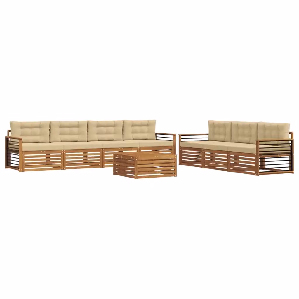 Set di mobili da giardino vidaXL composto da 8 pezzi in legno di acacia con divani, tavolino da caffè e cuscini color sabbia e beige – 2