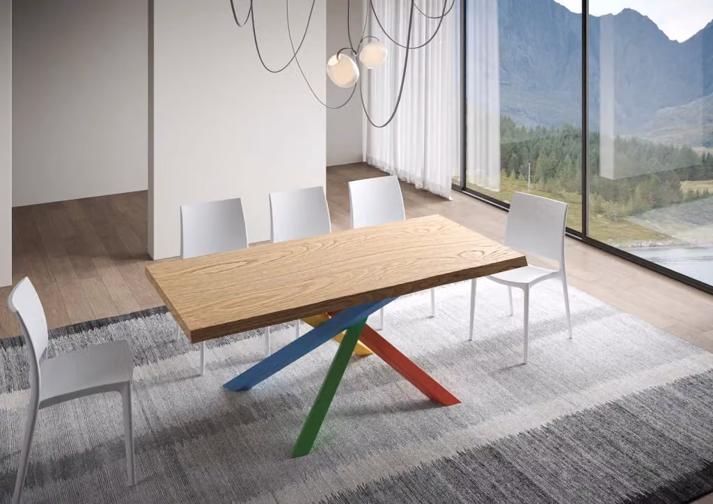 Tavolo fisso Versalux in rovere scortecciato marrone con gambe in metallo L: 180 cm, P: 90 cm, H: 75 cm – 2