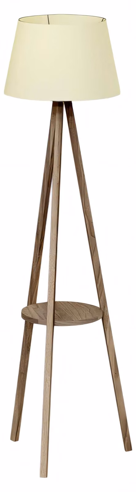 Stehlampe mit Regal aus Holz in Beige modern und stilvoll