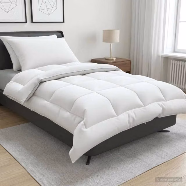 Set di piumone e cuscini 3 pz vidaXL in lana e cotone bianco per inverno – 1