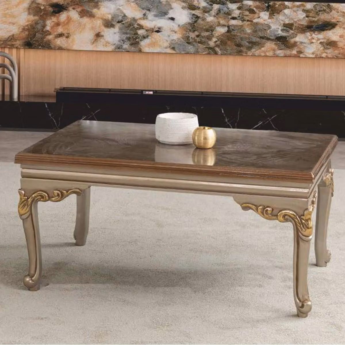 Casa Padrino tavolino barocco grigio/oro 103 cm - Mobili da salotto barocchi