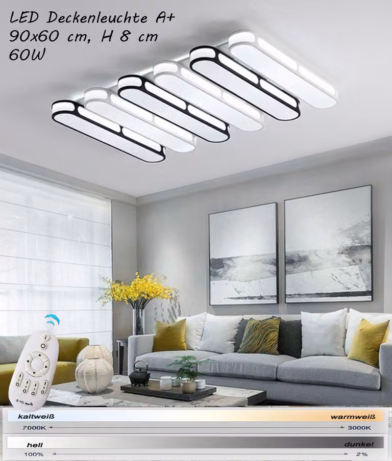 Plafoniera LED Y1675-90x60 telecomando luce colore/luminosità regolabile dimmerabile A+