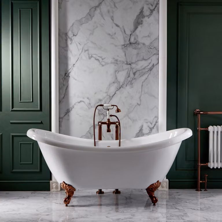 Vasca Freestanding Classica in Acrilico 1750x730mm con Piedini Rame Satinato - Legend