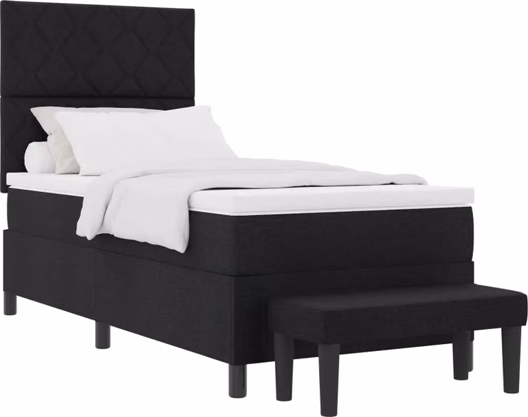 Letto a molle con testiera Nero 100 x 200 cm Tessuto