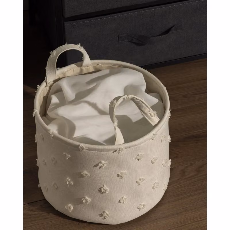 Set di 18 Cesti Portatutto Tondi con Manici Pompon Casa Collection, Bianco, Impilabili e con Manici – 2