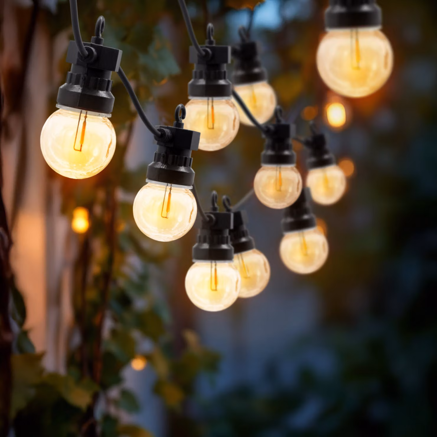 1.07 Luci per feste all'aperto con 20 luci - lunghezza circa 9,5 m - luci per feste all'aperto in bianco caldo