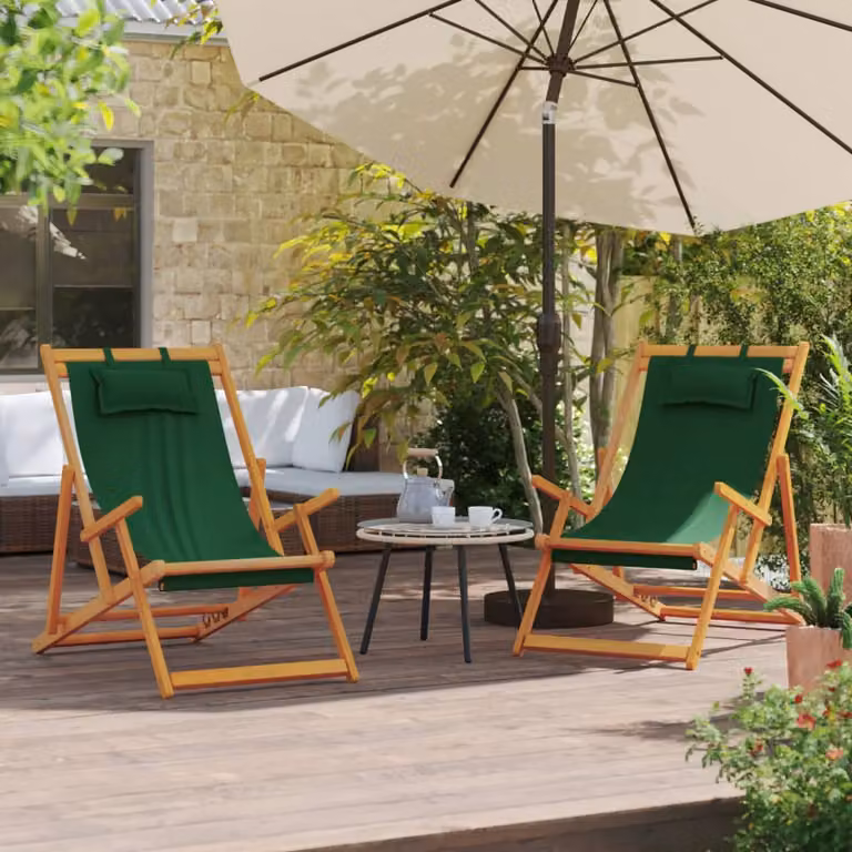Set di 2 sedie pieghevoli vidaXL in tessuto verde per giardino e uso esterno