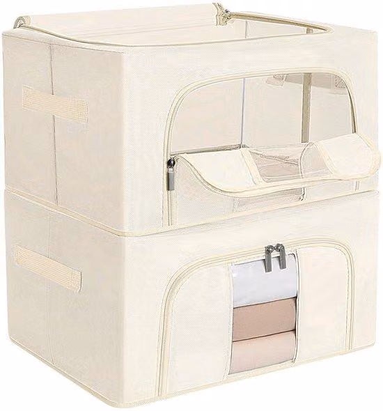 Set Azomor® composto da 2 contenitori impilabili con finestra e cerniera, 24 litri ciascuno