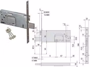 Elettroserratura da infilare Cisa per fasce doppia mappa in acciaio inox color argento 78 mm H 17352 100 mm
