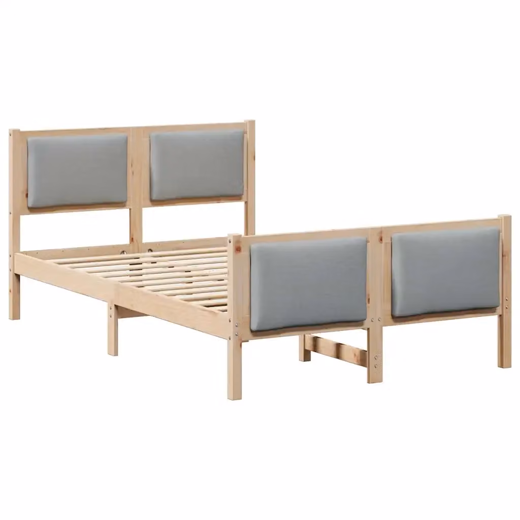 Struttura letto moderna vidaXL in legno di pino e tessuto grigio L/P/H: 120 x 200 x 85,5 cm – 2