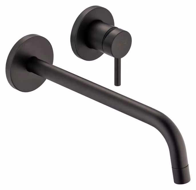Miscelatore da parete per lavabo Kronenbach Lima 2.0, colore nero, 24,5 cm, completo di corpo principale