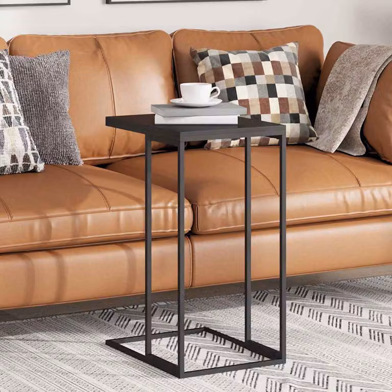 vidaXL Tavolino da Salotto Moderno Nero con Piano Quadrato in Legno e Metallo L/P/H: 40 x 30 x 59 cm