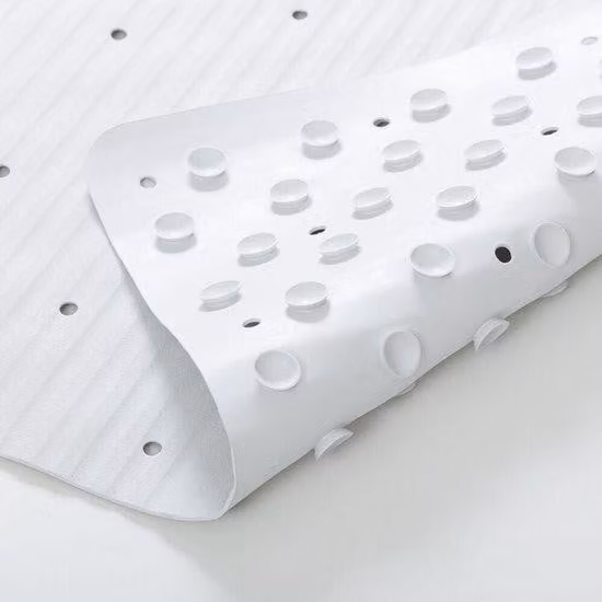 Tappetino antiscivolo da doccia in plastica, 55x55 cm, nero, con gancio nero