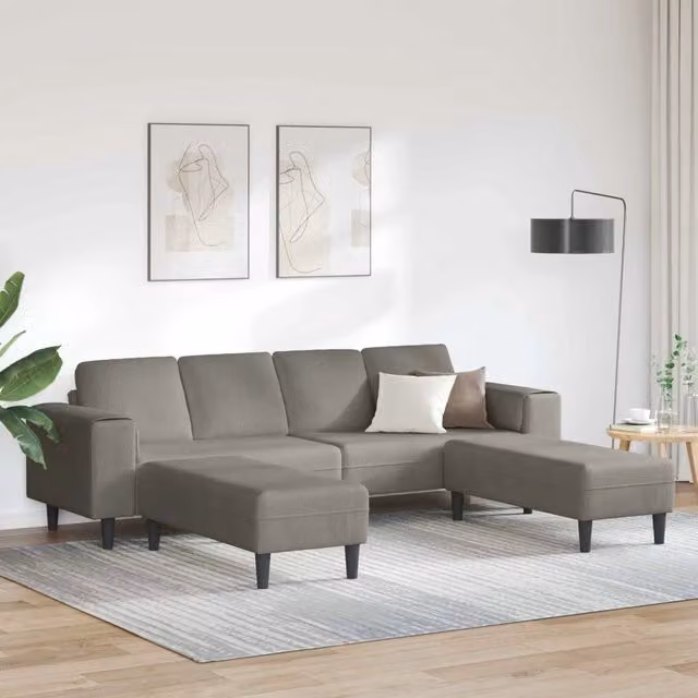 Divano Grigio chiaro 250 x 188 x 76 cm Tessuto in Cords 3335131