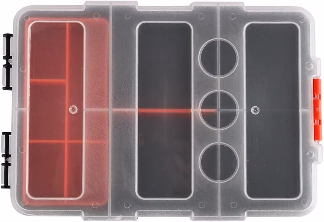 Contenitore organizzatore per viti e piccoli componenti, con scomparti, dimensioni 22x13,5x5,8 cm