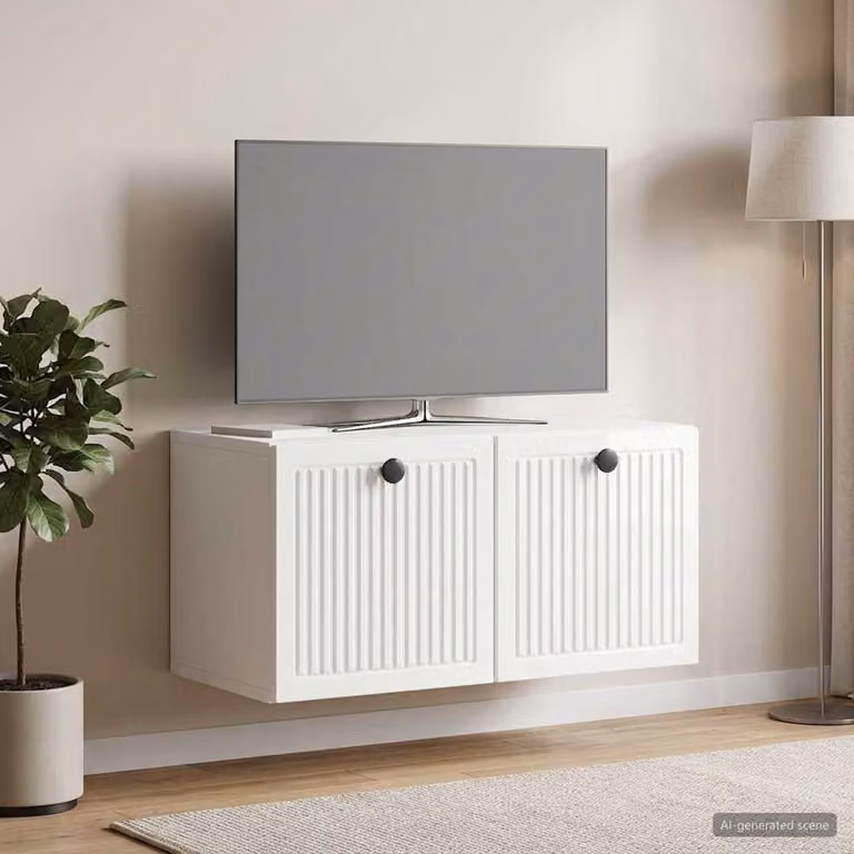 vidaXL Mobile Porta TV da Muro Bianco Lucido L: 59,5 cm, P: 31 cm, H: 30 cm