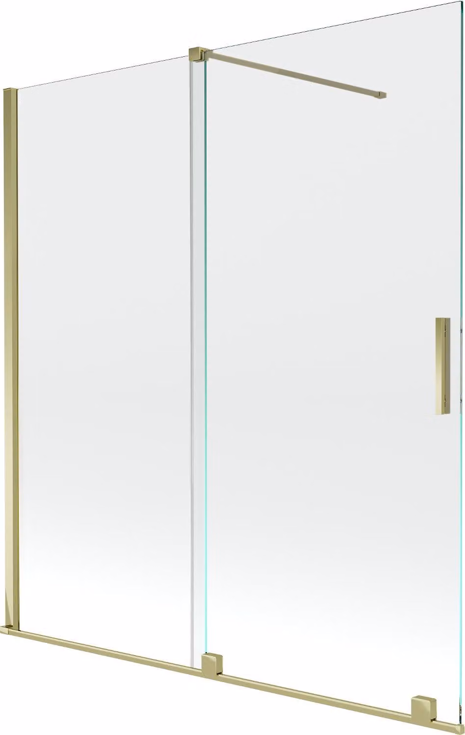 Mexen Velar paravento per vasca da bagno a 2 ante scorrevoli 150 x 150 cm, trasparente, dorato - 896-150-000-01-50