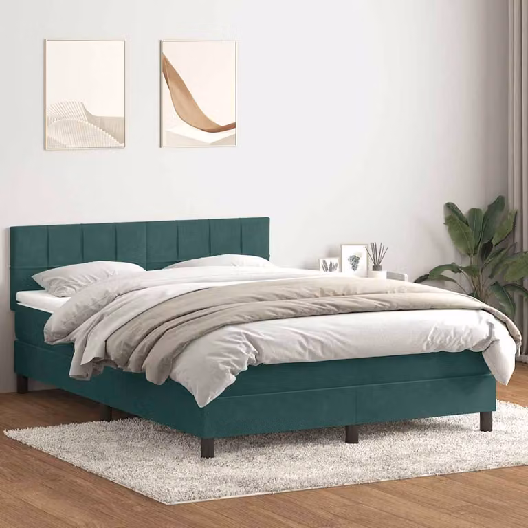 Maison Exclusive - Giroletto a Molle con Materasso Verde Scuro 160x220 cm Velluto