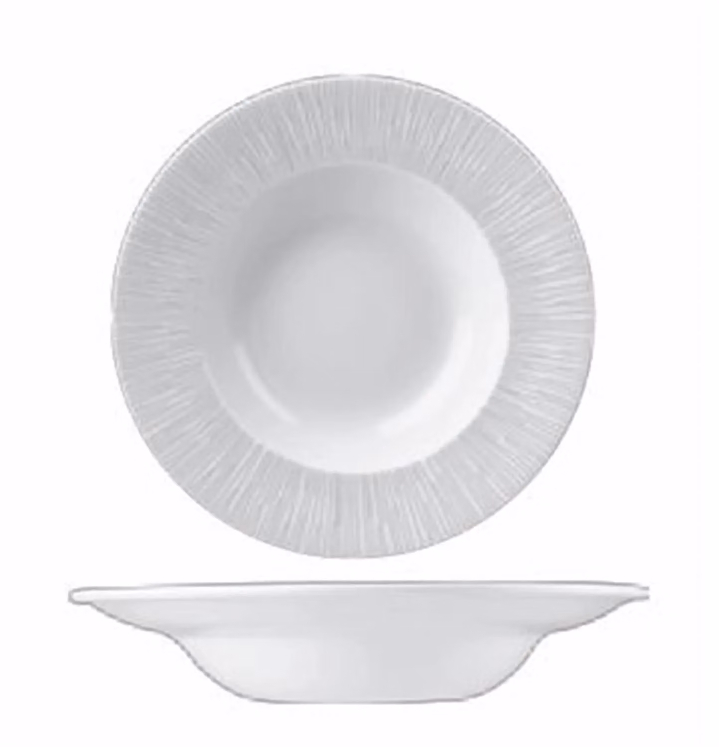 Piatto fondo bordato bianco in porcellana linea Bamboo, diam. 28cm, 12 pezzi