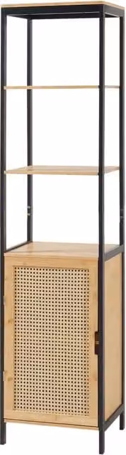 Mobiletto da bagno a colonna in bambù e rattan 172 x 40 x 35 cm MDF beige 03_0009954