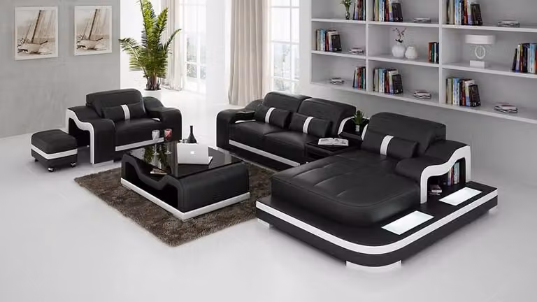 Wohnlandschaft Ecksofa L-Form Sessel Set Garnitur Modern Sofa Leder Couch