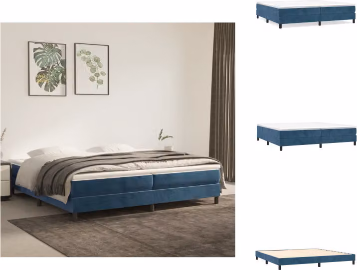 vidaXL Letto a molle con materasso blu scuro 200x200 cm in velluto - Letti e strutture letto