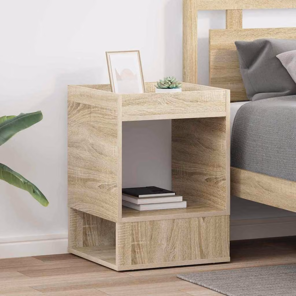 Set di 2 tavolini moderni vidaXL in rovere, colore beige e marrone, L/P/H: 40 x 40 x 56 cm
