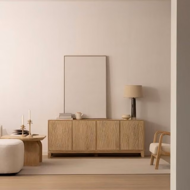 Credenza Zing Banak in legno massello di mango marrone per soggiorno e sala da pranzo