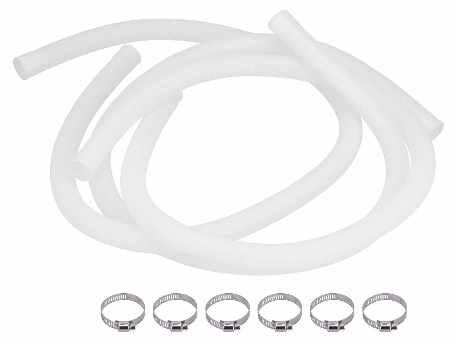 Tubo da piscina 3 pezzi - Ricambio - Resistente alla pressione - Plastica in polietilene - Clip metalliche - Lunghezza 151 cm - Tubo filtrante