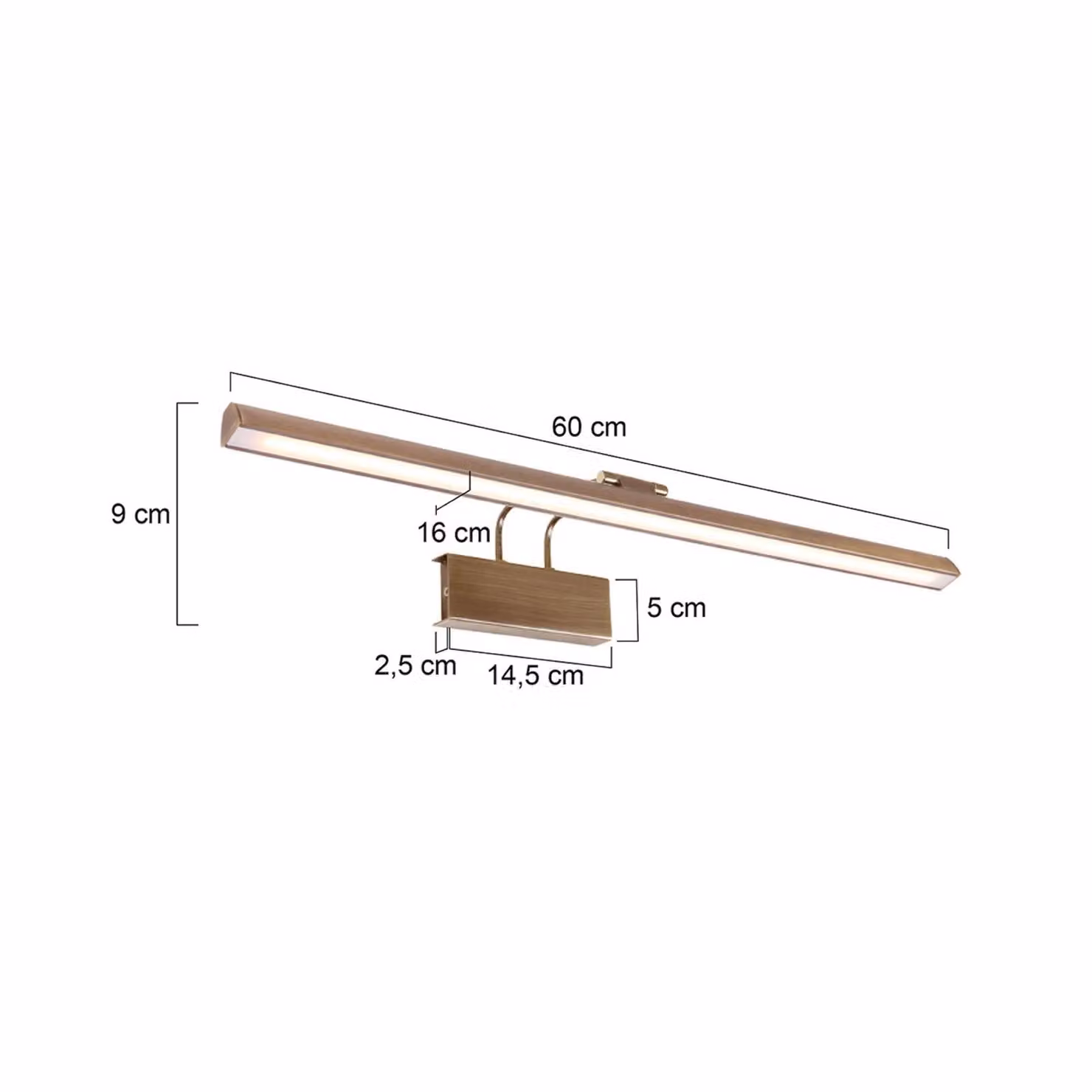 Steinhauer Applique a LED Litho, bronzo, metallo, CCT, larghezza 60 cm, dimmerabile, Bronzo / Ottone antico, Soggiorno / Sala da pranzo, Metallo, Applique