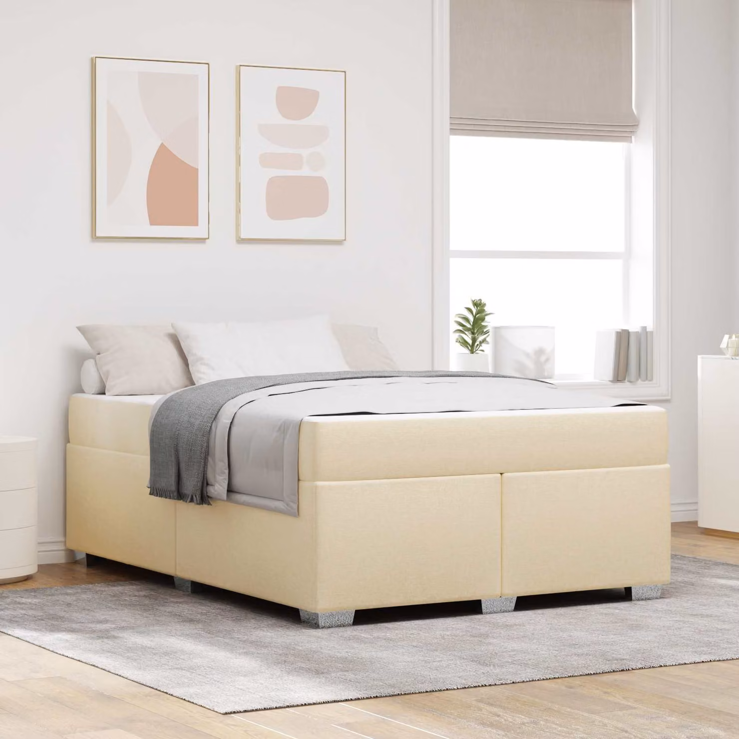 Struttura del letto con materasso vidaXL in tessuto beige L 160 x P 200 cm