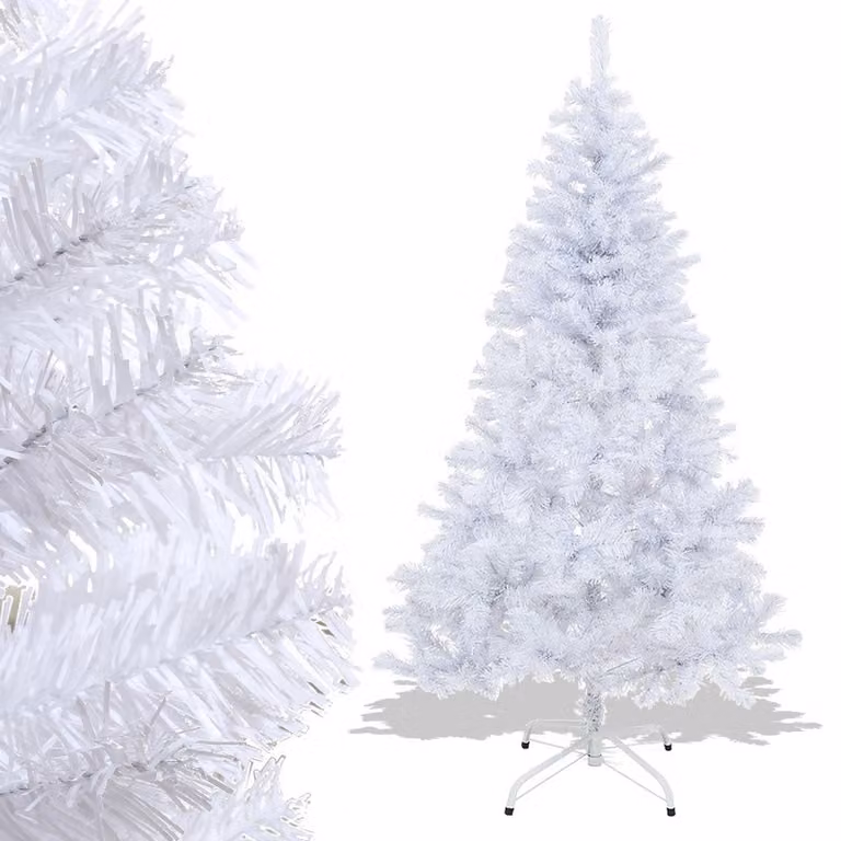 Albero di Natale artificiale Jayseuw 150 cm (Ø circa 92 cm) con 488 punte e sistema di ripiegamento a montaggio rapido, ignifugo, incluso supporto in metallo, bianco