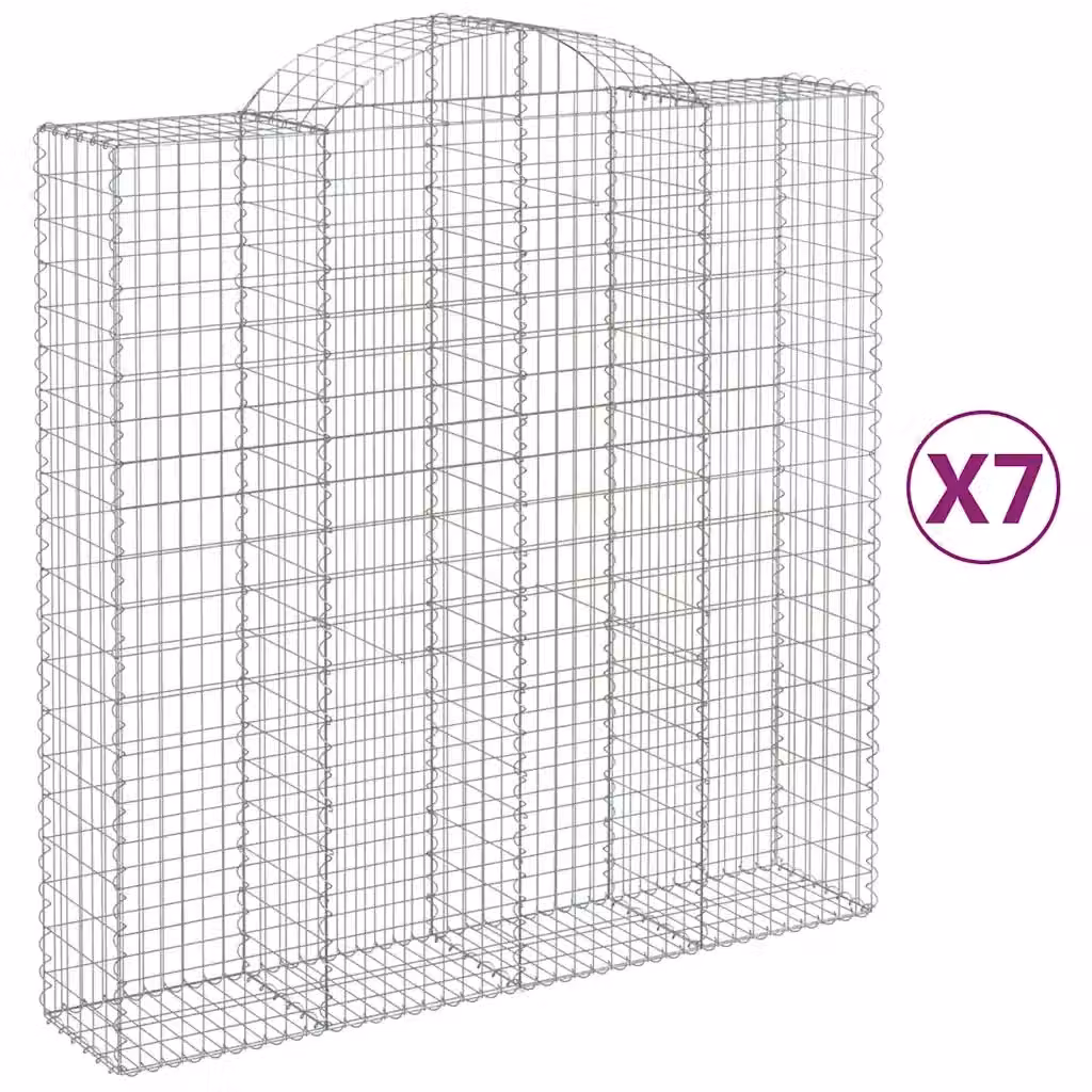 Set di 7 Cesti Gabbioni ad Arco Videx in Acciaio Zincato Argento L: 200 cm, P: 50 cm, H: 200-220 cm – 2