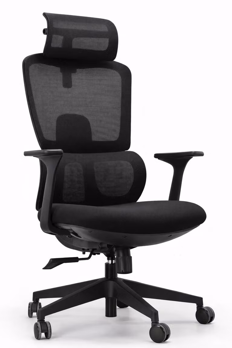 Sedia da ufficio ergonomica con poggiatesta regolabile e schienale in rete
