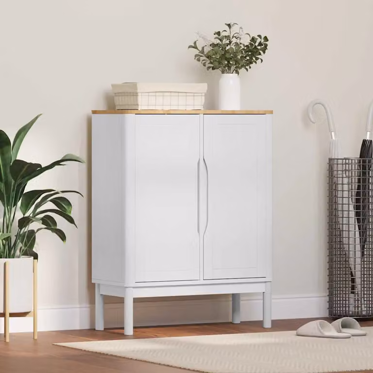 Credenza vidaXL FLORO in legno di pino massello bianca L: 70 cm, P: 30 cm, H: 70,5 cm