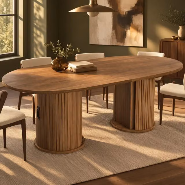 Tavolo da pranzo allungabile 150-190 x 80 x 75 cm in MDF e metallo marrone scuro
