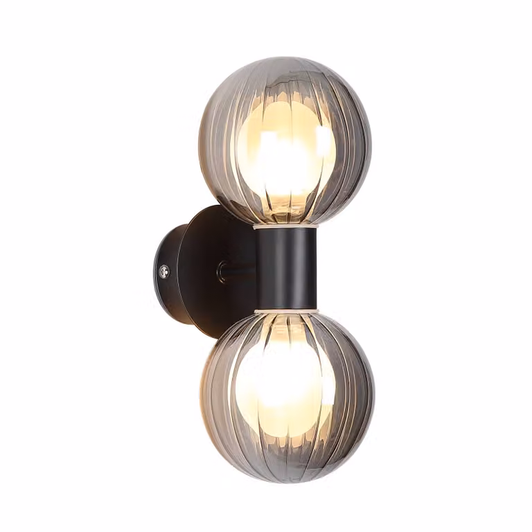 Searchlight Applique da parete Lumisphere, dimmerabile, Nero, Bagno, Vetro, Applique